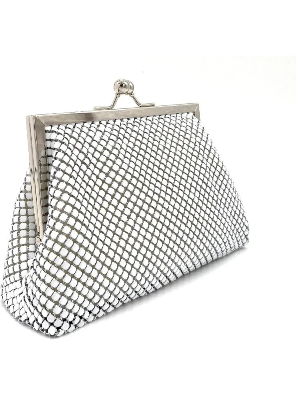 Vintage Metal Mesh Clutch Purse – Retro Mini Evening Bag with Chain Strap for